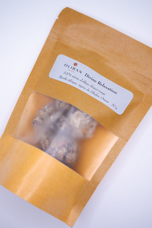 résine d'encens oliban Hojari sachet de 50 gr provenance Oman Divine Relaxation
