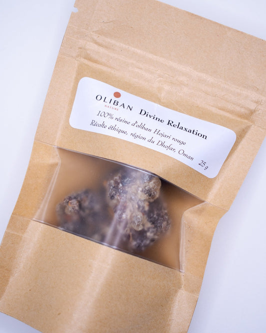 résine d'encens oliban Hojari sachet de 25 gr provenance Oman Divine Relaxation