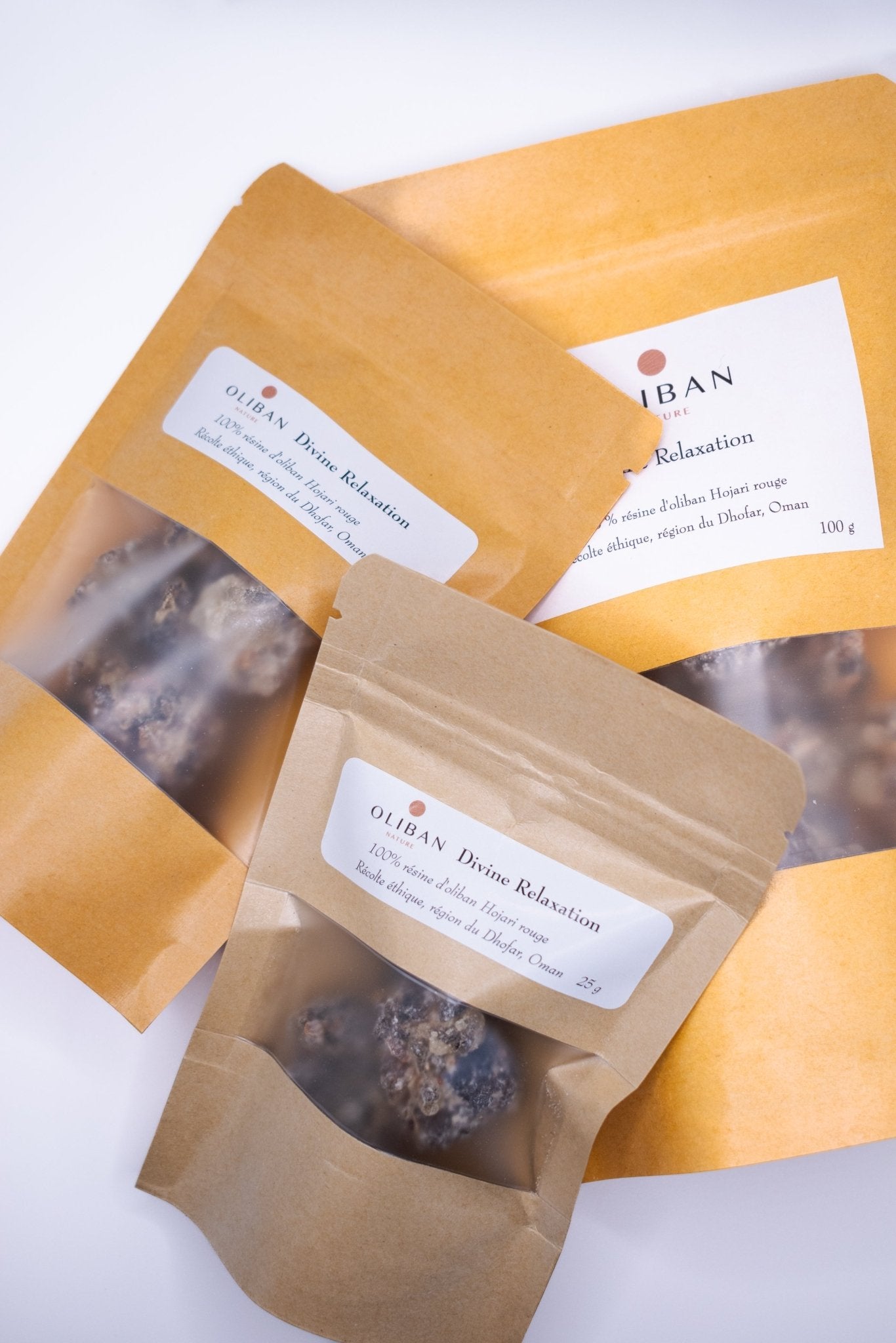 disponible en 3 formats 25gr 50gr et 100 gr résine d'encens à brûler Divine Relaxation
